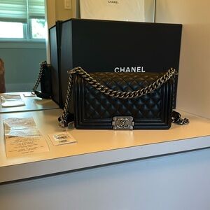 Chanel Black Caviar Quilted Leather Boy Bag Bag